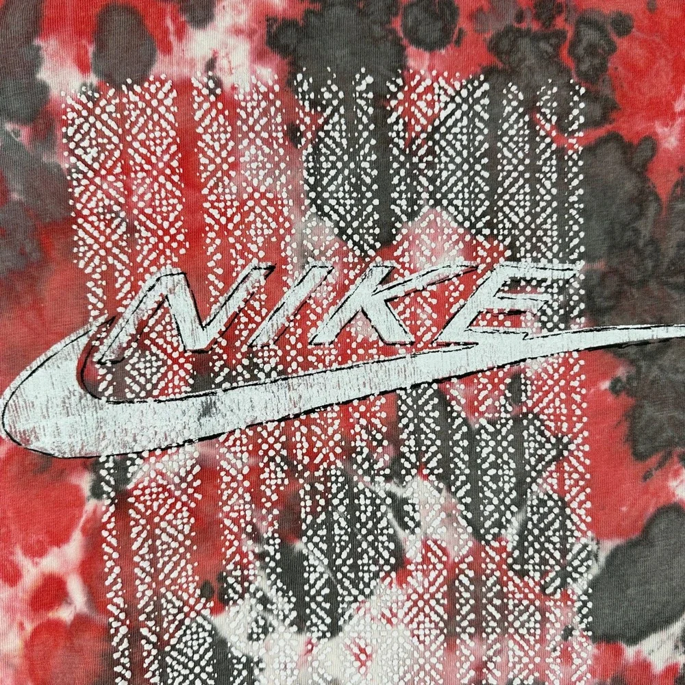 Nike T-Shirt Men's‎ Medium Red White Tie Dye Graphic Logo Short Sleeve Cotton